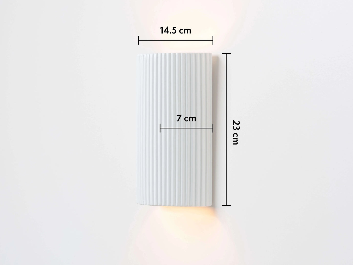 White Ribbed Ceramic Pillar Wall Light