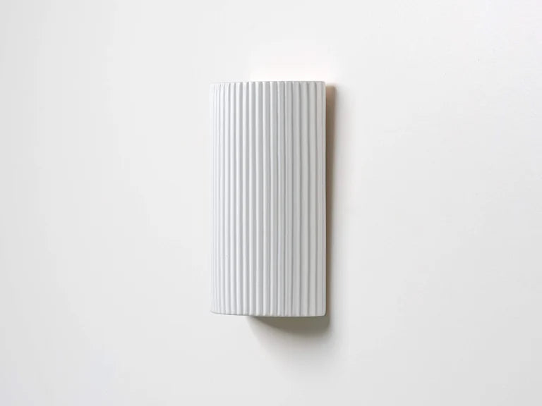 White Ribbed Ceramic Pillar Wall Light