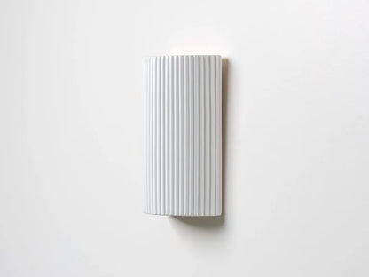 White Ribbed Ceramic Pillar Wall Light