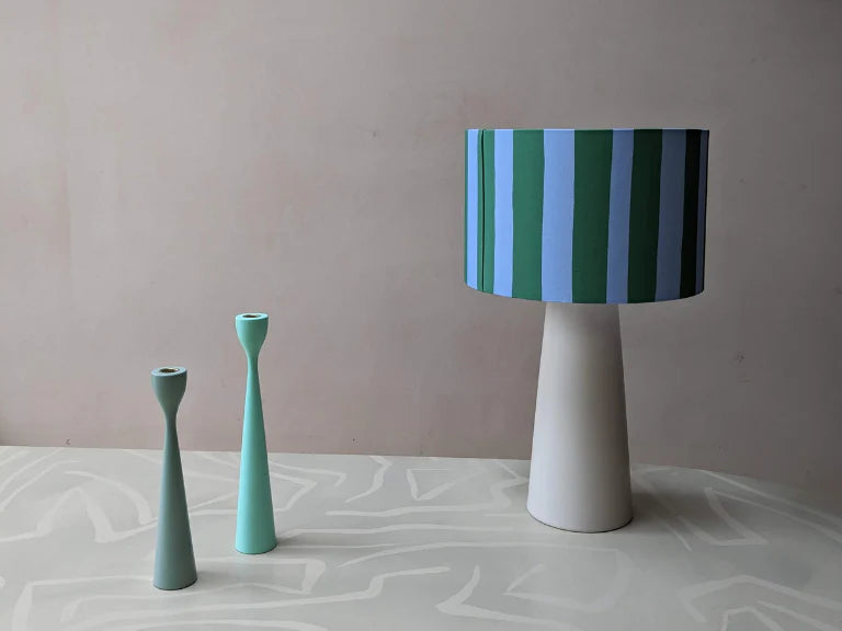 Blue & Green Stripe Printed Shade