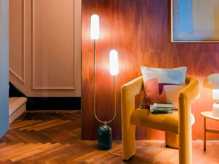 Olive Green Marble Curve Floor Lamp