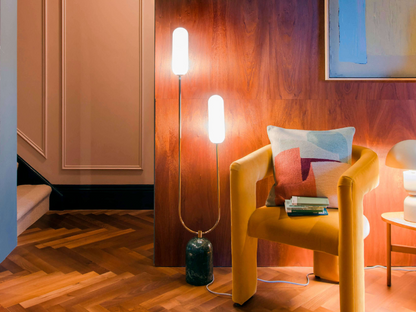 Olive Green Marble Curve Floor Lamp