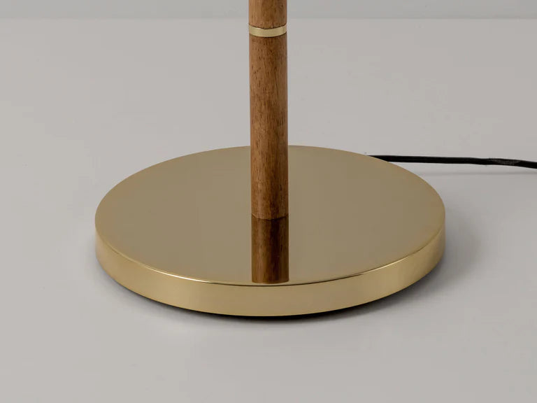 Wooden And Brass Disk Floor Lamp