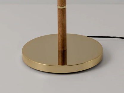 Wooden And Brass Disk Floor Lamp