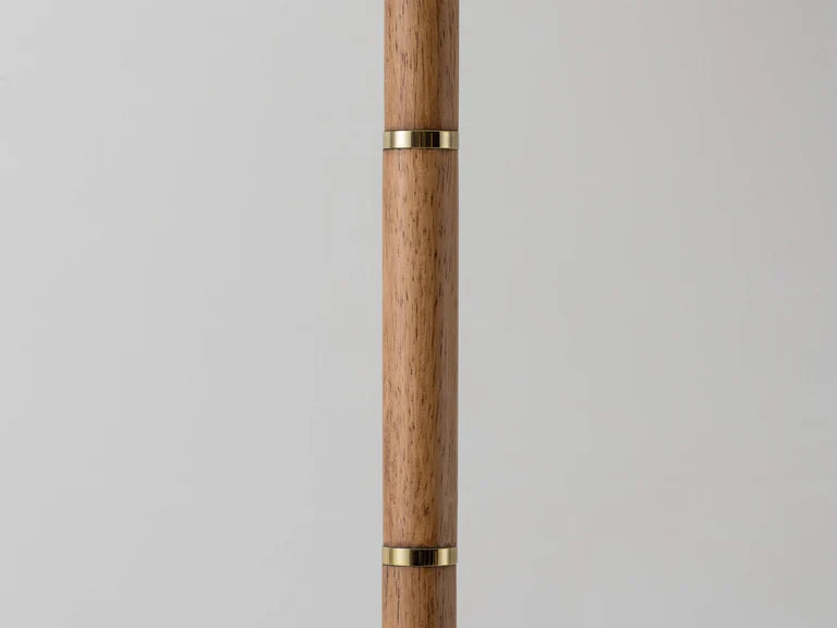 Wooden And Brass Disk Floor Lamp