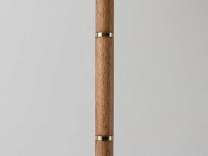Wooden And Brass Disk Floor Lamp