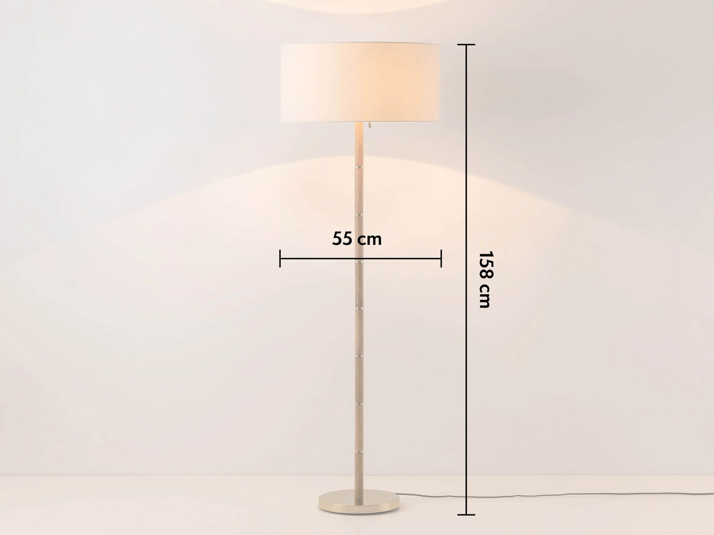 Wooden And Brass Disk Floor Lamp