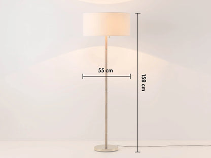 Wooden And Brass Disk Floor Lamp