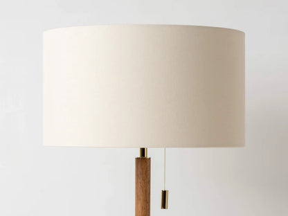 Wooden and Brass Disk Table Lamp