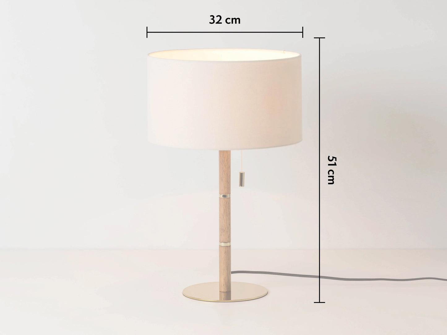 Wooden and Brass Disk Table Lamp