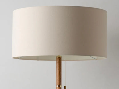 Wooden And Brass Disk Floor Lamp