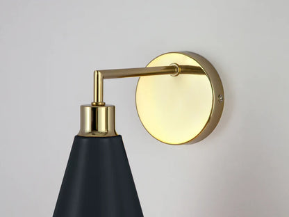 Charcoal Grey Cone Shade Wall Light