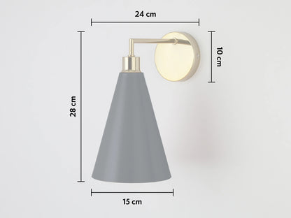 Charcoal Grey Cone Shade Wall Light