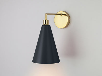 Charcoal Grey Cone Shade Wall Light