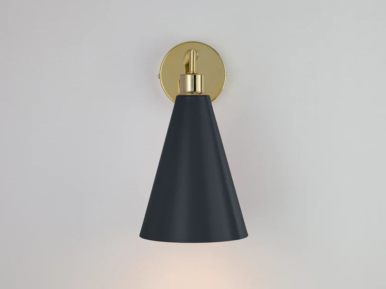 Charcoal Grey Cone Shade Wall Light