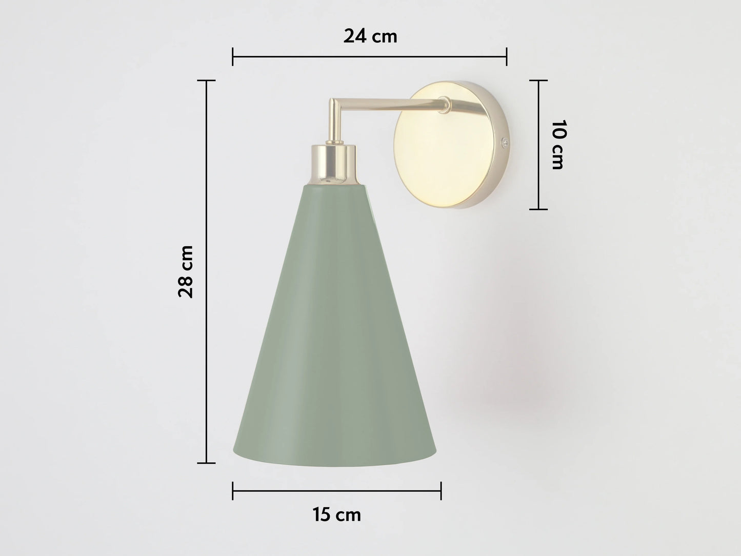 Olive Green Cone Shade Wall Light