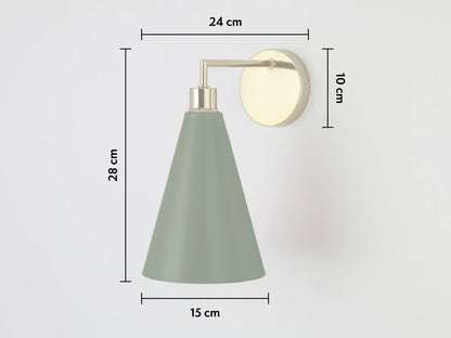 Olive Green Cone Shade Wall Light