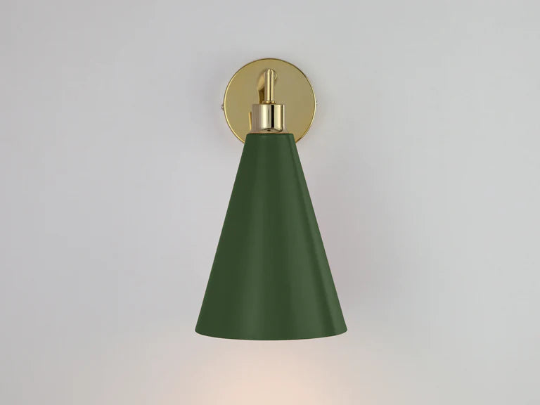 Olive Green Cone Shade Wall Light