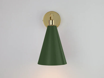 Olive Green Cone Shade Wall Light