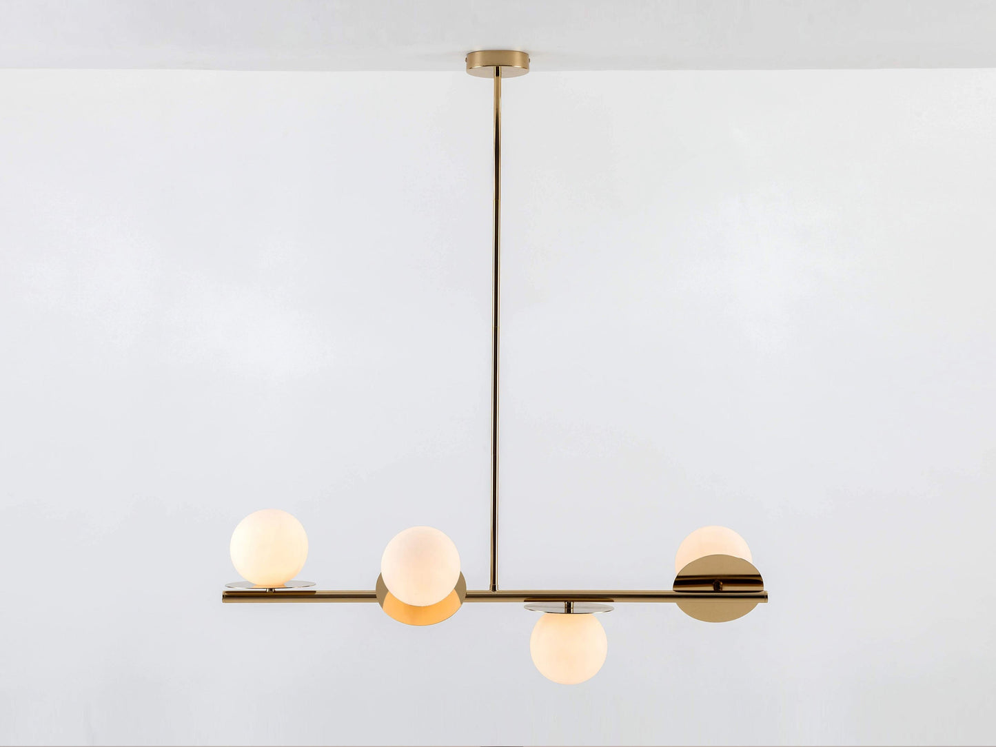 Brass Opal Disk Ceiling Light