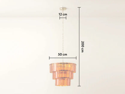 Amber Glass 3 Tiered Chandelier