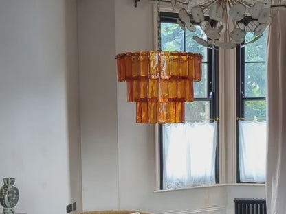 Amber Glass 3 Tiered Chandelier